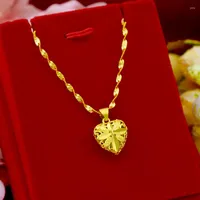 Hänge halsband hoyon kärlek hjärta guld pläterad 24k halsband för kvinnor smycken elegant ouro nackkedja födelsedag lyxig gåva