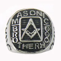 Fanssteel en acier inoxydable pour hommes ou bijoux WEMENS MASONARY MASON MASON MASON BRITHOODING Square et souverain Gift Masonic Ring 11W15264N