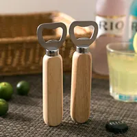 Newest Wood Handle Bottle Opener Handheld Portable Home Kitchen Tools Wedding Gift RRE14859