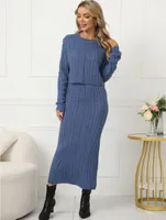 Женский набор сплошной свитер юбка свитера / детали Rib-knit High Stretch