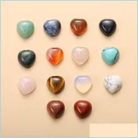 Piedra de 10 mm de corazón Natural Cristal Cabochon Beads Loose Beads Opal Rose Quartz Turquesa Stones Patch Coste de curación Collar anillo Earrri Dhuy8