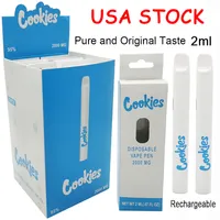 Cookie Penne vapori usa e getta USA Stock da 2 ml Dispositivo vuoto 350 mAh batteria ricaricabile con scatole di imballaggio incorporamento riscaldamento in ceramica a gusto puro olio d8 penna D8