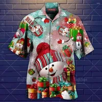 Camicie casual maschile camisa de manga curta dos homens do natal santa claus cervo top top masculina vestido havaiano camisas hombre 2xl