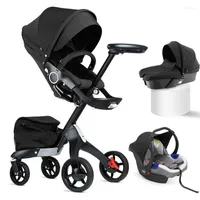 Poussettes Baby Stroller 3 in 1 Luxury Designer High Land Scape Assis Pram Buggy Home for Born Car Sledge