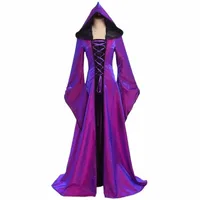 Vestidos casuais Top Sale Blessume Medieval Com capuz de trajes roxos e1xk#