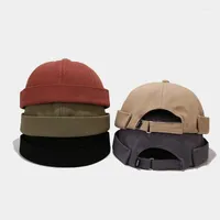Berets Adjustable Melon Cap Solid Color Vintage Skull Fashion Hip Hop Unisex Spring Autumn Beanies Men'S Hat