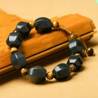 Link Bracelets Natural Xinjiang Hetian Qingyu Lu Tong Bracelet Jewelry Fine 남자와 여자
