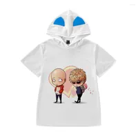 Herren T -Shirts Sommer Anime Katze Ohren mit Kapuze kurz Ärmel 3d One Punch Man Cartoon Tee Boy Kleidung Hemd Kinder Kleidung Mädchen