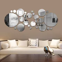 Duvar çıkartmaları 2624pcs 3D Ayna Duvar Çıkartma Yuvarlak Ayna DIY TV Arka Plan Odası Çıkartmalar Duvar Dekor Yatak Odası Banyo Ev Dekorasyon Aynası 221011