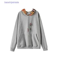 Designer Luxe Burbrey Hoodies Outletversie Babaojia Autumn 2022 Patchwork Plaid Long Sleeve Hooded Sweater