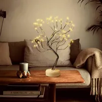Lumi￨res nocturnes d￩cor LED Copper Fil Tree Lampe avec interrupteur tactile 108 LEDS pour la table de chambre d￩corations de No￫l