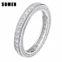 Somen Real 925 Srebrne pierścienie dla kobiet modne pierścionki ślubne Zespół zaręczynowy królowa biżuteria sieraden bague mariage femme j1325l