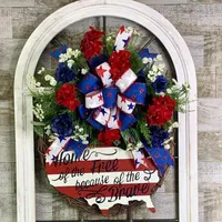 Decoratieve bloemen Onafhankelijkheidsdag Garland Star Stripe Print Lint gesimuleerde bloem patriottisme deur hangende krans