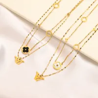 Mujeres cl￡sicas Collar de dise￱o de lujo Cabina colgante de gargantillas 18 km collares de acero inoxidable chapado en oro Accesorios de joyer￭a de boda