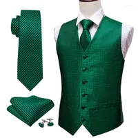 سترات الرجال الخضراء بدلة خضراء الرجال paisley paistcoat plaid حرير التعادل cufflinks لحضور الزفاف صيف tuxedo MJ-2004 Barry.Wang