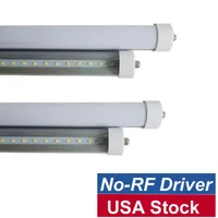 8FT Fa8 LED Shop Lights Tube Fixture 45W 4500lm 6000K Cool White Light No Ballast Super Bright White Bulbs for Garage Milky Cover/Clear Cover Crestech168 No-RF Driver