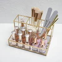 Boîtes de rangement Organisateur de maquillage en verre Golden Cosmetic Box Perfume Tools Lipstick