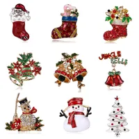 Juldekorationer Santa Claus Christmas Tree Brooch Vintage Alloy Clothes Shoes Hats Tillbehör Corsage Jewelry Pin