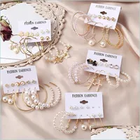 Stud Orecchini perle vintage Stullo per donne Big Gold Cross Set di orecchini a farfalla lunga Deliverit￠ a goccia 2022 gioielli dhxcx