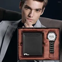 Wristwatches Luxury Men Quartz Watch Business Leather Wallet Sets For Unique Original Gift Boyfriend Husband Regalos Para Hombre