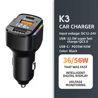 Chargeur de voiture Uninveral PD65W 45W Port de charge ￠ double charge rapide