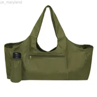 Bolsas de yoga Bolsa de yoga de gran capacidad lienzo Sport Gym Bag Gym Mat Mat Tote Portable Travel Bag Bag Fitness Bags con bolsillo lateral L221011