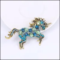 Pins Brooches Fashion Jewelry Brooches Elegant Art Rhinestone Crystal Black Horse Brooch Pin Drop Delivery 2022 Dhvoh