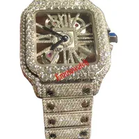 الهيكل العظمي الجديد Sier Moiss Anite Diamonds Watch Pass Tt Quartz Movement Top Quality Men Luxury Iced Out Sapphire Watch with Box