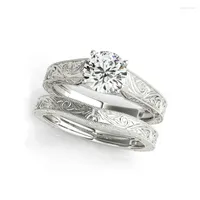 حلقات الكتلة Lesf 1.2 D Color Moissanite Diamond 925 Sterling Silver Wedding Ring Sets Engational Band Jewelry Jewelry for Women