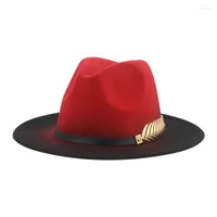قبعات Berets للنساء Fedoras Winter Hat Bradient Band Fashion Luxury Autumn Patchwork Fedora Chapeau Femme