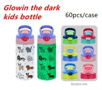 US Warehouse 12oz Sublimaci￳n Tumbler Glow in the Dark Water Bottle with Flip Top Sippy Cup Cups de acero inoxidable para familia