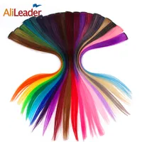 Synthetic For White Alileader Synthetic Clip 50Cm 20 ch Long Ombre One Piece Straight Fake Hair Tow Tone Pink Purple Blue
