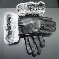 Ontwerpmerk Letter Sheepskin Handschoenen en met wol beklede mobiele telefoon Touchscreen Konijn Skin Cycling Warm Five Finger Gloves