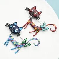 Modesmycken wulibaby härlig katt broscher 2 färg emalj husdjur djur party casual brosch stift för kvinnor män gåvor