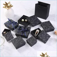 Schmuckschachteln Schmuckdruck Bl￤tter Black Boxen Organizer Aufbewahrung Konstellation Stift Geschenkkoffer Halskette Ohrringe Ringbox Paper Packa Dhiux