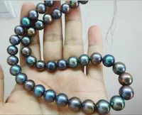 Colares pendentes genuínos naturais de 9 a 10 mm de colar de pérolas pretas de 9 a 10 mm de 18 polegadas