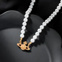 Colliers de perles de mode Femme Planète Collier pendentif perlé Clavicule Mère de la chaîne de diamants de perles pour le créateur de mariés bijoux en gros