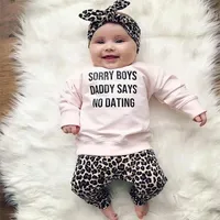 Kläder sätter hösten baby flicka kläder toppar byxor pantband 3 st småbarn mode leopard tryck född spädbarn rosa kläder