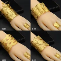 Bedelarmbanden Dubai kettingbeurtje met ring voor vrouwen Marokkaan vergulde armband sieraden Nigeriaans huwelijksfeest cadeau Indiase armband 221011