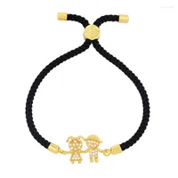 Link Bracelets Paved White CZ Girl Boy For Women Jewelry Gold Copper Beads Charm Crystal Bracelet Adjustable Unique Gift 2022