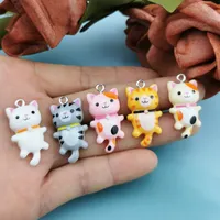 Fashion Jewelry 20pcs/pack Kawaii Cat for Jewelry Making Animal Resin Charms Jewlery Findings DIY Craft F917