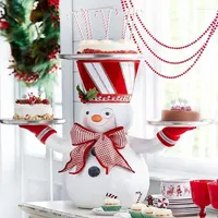 クリスマスデコレーションフードトレイサンタクロース雪だるまテーブルスナックフルーツラックデザートホームレストランディスプレイパーティー