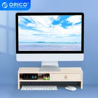 Tablet PC Stands ORICO Wooden Monitor Stand Riser Computer Universal Desktop Shelf Holder Bracket with Drawers Keyboard Storage Organizer for PC W221013