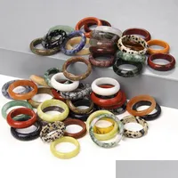 Pierścień Pierścienia Szerokość 4-6 mm naturalny kryształowy kamień Pierścień Opal Colorf Agates Zestaw dla kobiet mężczyzn Biżuteria Dostawa 2021 OTWBV