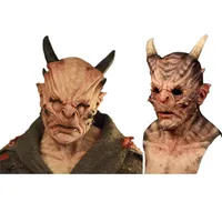 Party Masks Halloween Devil Face Cover Horror Cosplay Headgear Prop Masquerade Performance Costume Props Scary Horns 221012