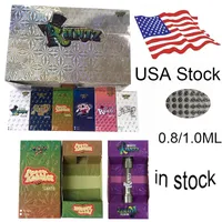 USA Warehouse Runtz Vapes Cartridges Packaging 0.8ml 1mlセラミックコイルアトマイザー厚いオイル蒸気装置ダブペン蒸気510スレッドカート