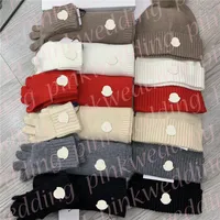 Winter Warm Scarves Set Outdoor Knitted Gloves Women Men Wool Beanies Classic Print Knitted Hat Suit