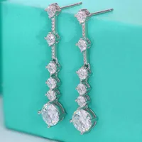 Stift Ohrringe Serenity Day D Farbe 3 Karat ein Paar Moissanit Diamond Damen Long Quasten Light Luxus Nische für Großhandel