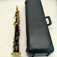 New Japan YSS-82Z Professionelles Gerade Sopran Saxophon BB Tuning Schwarz Gold Key Musikalische Instrumente Ligation Reed Leder Gehäuse
