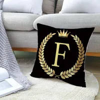 Pillow 2022 Black Gold Letter Peach Skin Billowcase Crown Sofa Cover 맞춤형 Amazon 폭발성 가정 용품